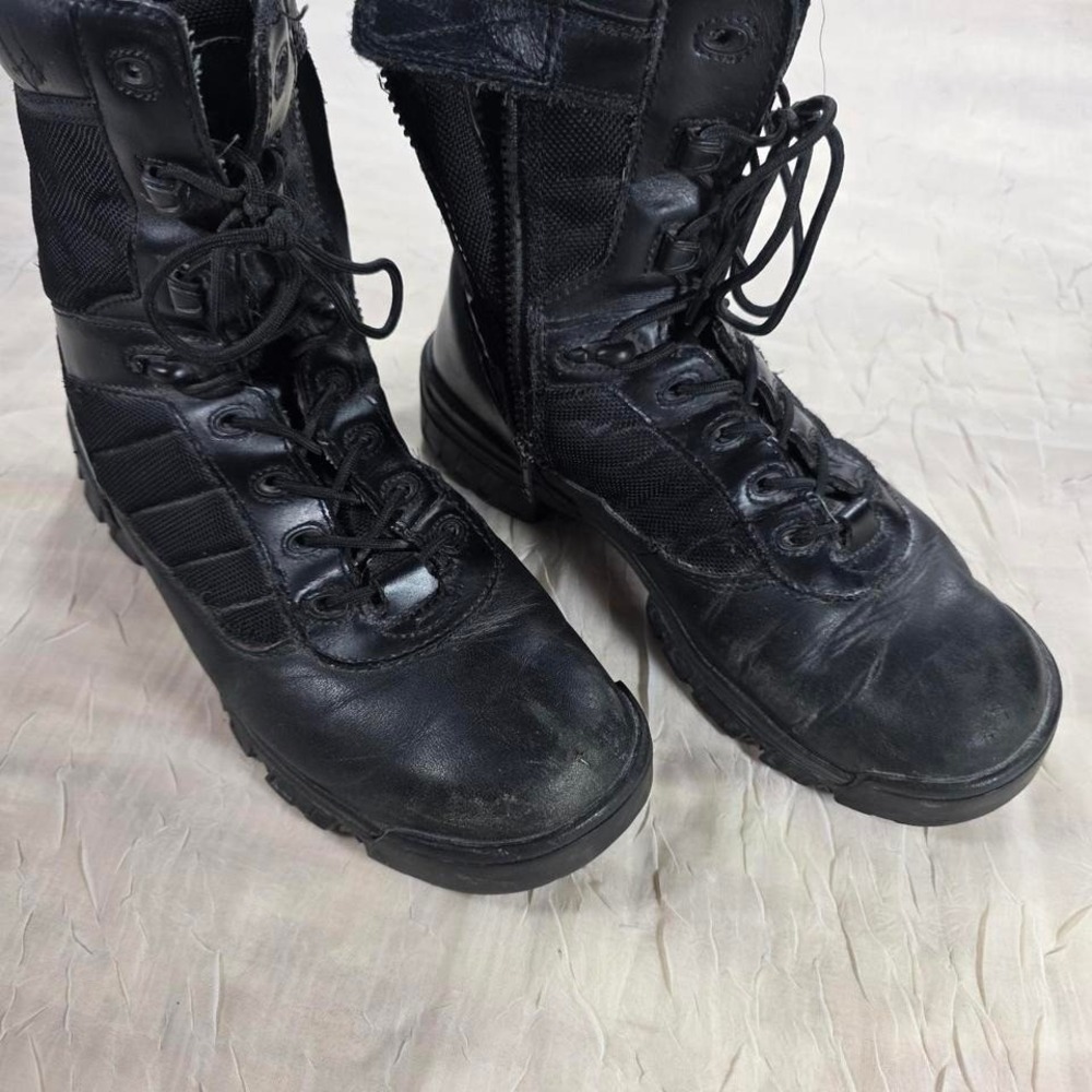 Bates Mens 8.5 Tactical Side Zip Combat Boots Black Leather Nylon E22611 8 inch‎
